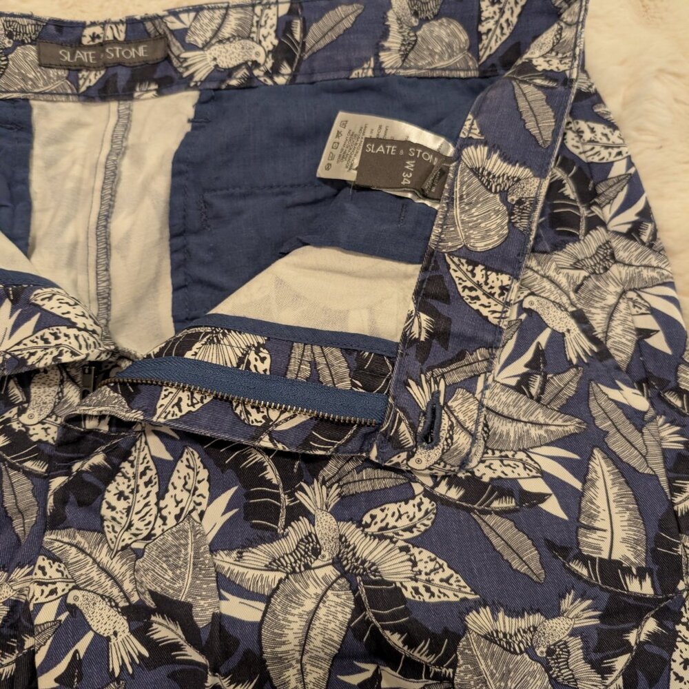 Slate & Stone Men’s Shorts Size 34 Blue Tropical Print Casual Chino - Picture 5 of 7
